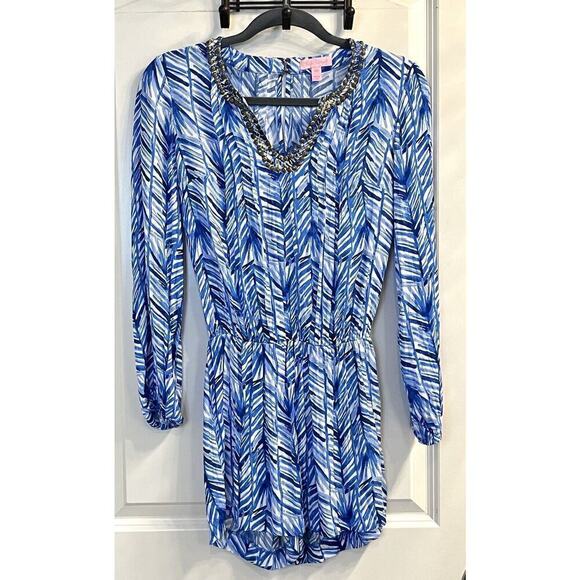 Lilly Pulitzer Colby Romper Lapis Blue Costa Verde XXS Summer Beach Coastal - Picture 2 of 13